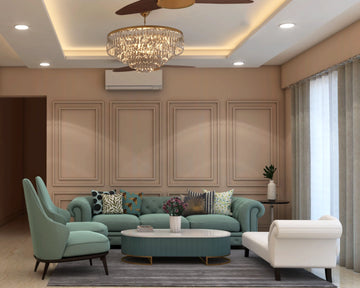 Classic Living Room Design With Golden Chandelier